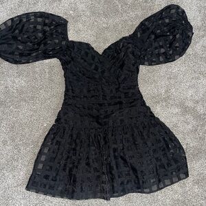 Hello Molly Black Mini Dress with Puff Sleeves